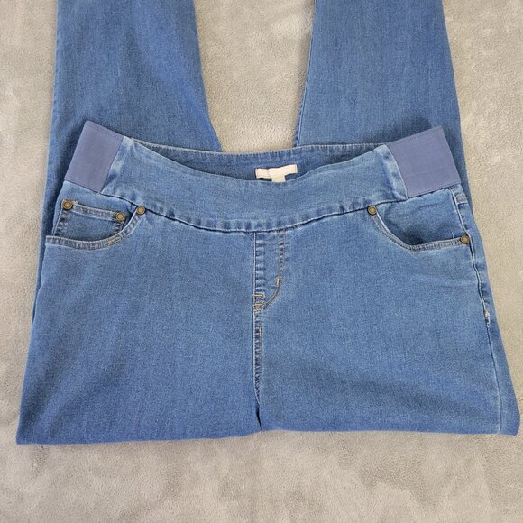 Woman Within Jeans 18W Plus Medium Wash Blue Straight Leg Pull On SL74E - Picture 3 of 10